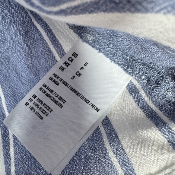 American eagle long sleeve top bell bottom lace up corset pin stripe blue white - Picture 4 of 7